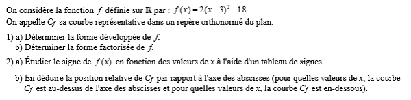 exercice sur Tableau de signes