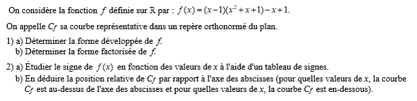 exercice sur Signe d'une fonction