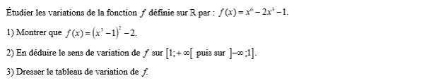 exercice sur Tableau de variation