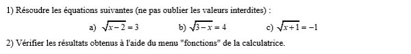 exercice sur Résoudre des équations