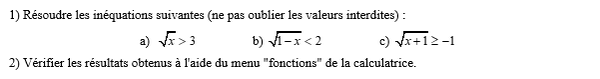 exercice sur Résoudre des inéquations