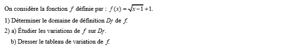 exercice sur Etude de fonction
