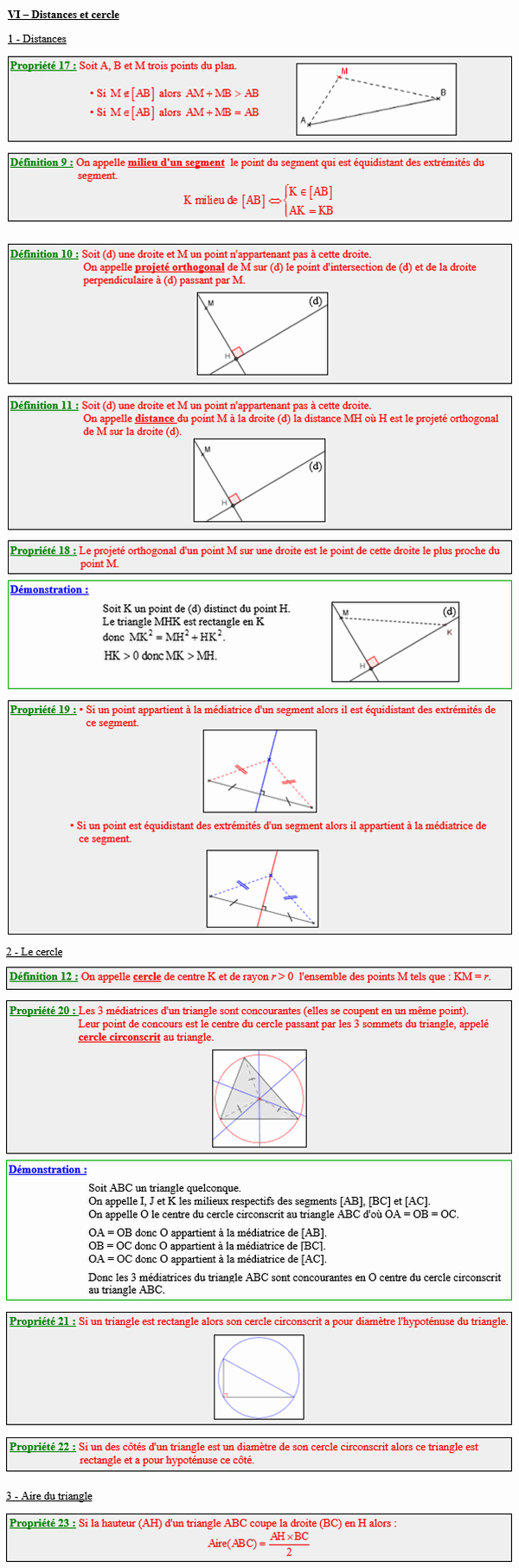 Maths seconde - Rappels sur les figures du plan