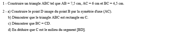 exercice sur Symétrie axiale