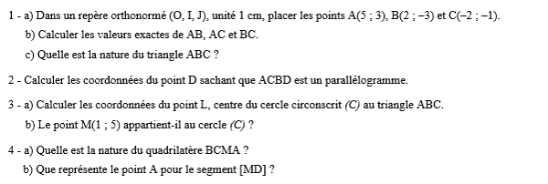 exercice sur Exercice de synthèse 2