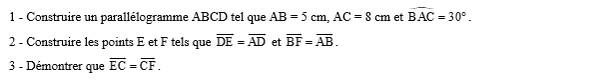 exercice sur Construire des vecteurs