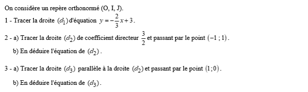 exercice sur Tracer des droites