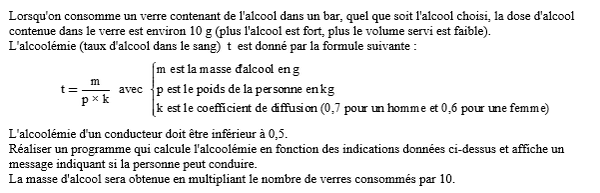 exercice sur Je peux conduire ?<