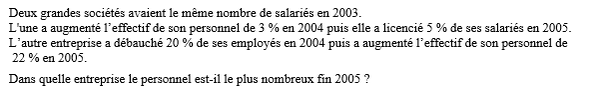 exercice sur Effectifs après deux évolutions