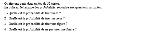 exercice sur Probabilité d'une évènement