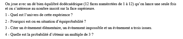 exercice sur En situation d'équiprobabilité