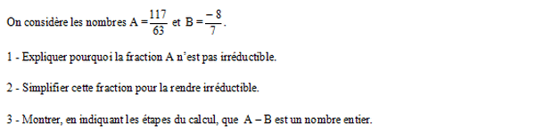 exercice sur Simplifier une fraction