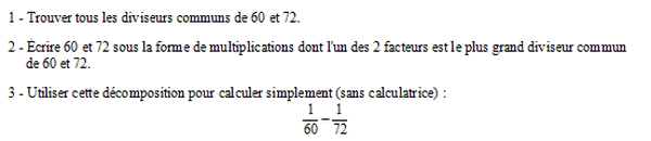 exercice sur Diviseurs d'un entier