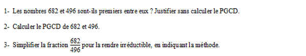 exercice sur Nombres premiers entre eux ?