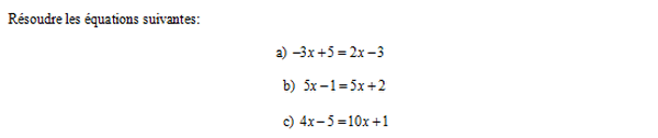 exercice sur Résoudre une équation simple