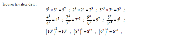 exercice sur Equations avec des puissances