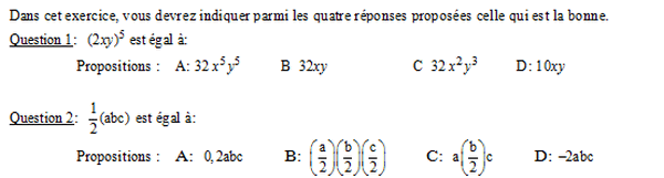 exercice sur Des questions posées au brevet