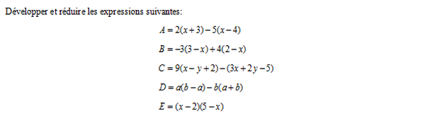 exercice sur Développer puis réduire