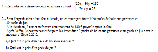 exercice sur Résoudre par substitution