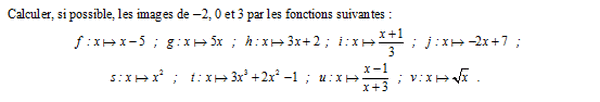 exercice sur Calculer des images