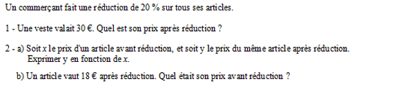 exercice sur Evolution en pourcentage