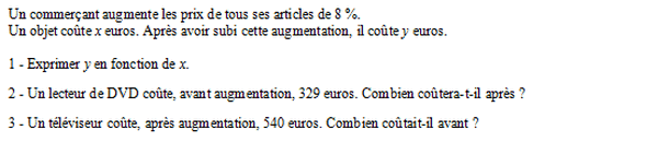 exercice sur Trouver le prix initial