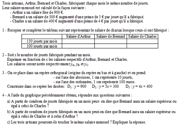 exercice sur Application concrète