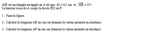 exercice sur Utiliser tangente et sinus