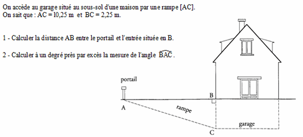 exercice sur Théorème de Pythagore et sinus