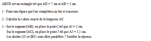 exercice sur Dans un rectangle