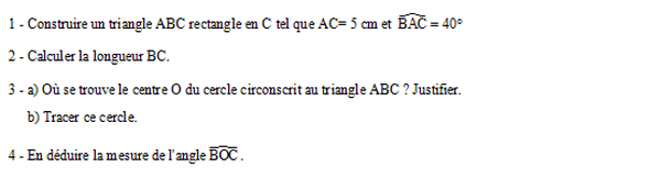 exercice sur Cercle et trigonométrie