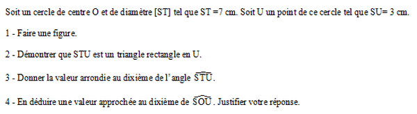 exercice sur Sinus et calculs d'angles