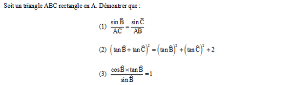 exercice sur Calculs trigonométriques