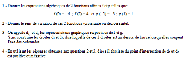 exercice sur Intersection de 2 droites