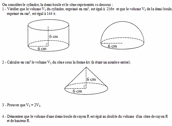 exercice sur Calculs de volumes