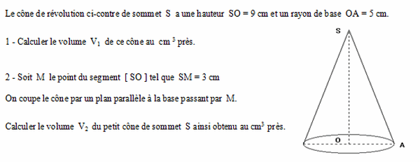 exercice sur Réduction d'un cône