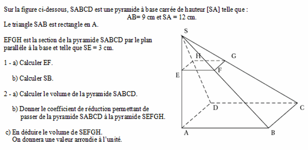 exercice sur Réduction d'une pyramide