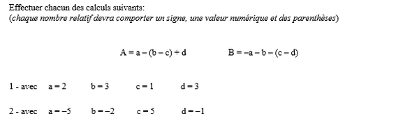 exercice sur Substituer puis calculer