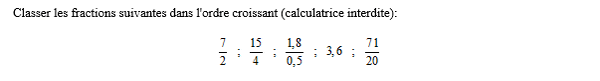 exercice sur Comparer des fractions