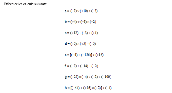 exercice sur Multiplication et division