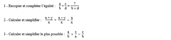 exercice sur Calculer et simplifier