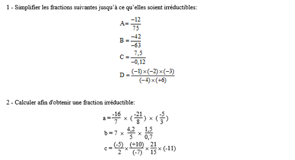 exercice sur Simplifier puis multiplier