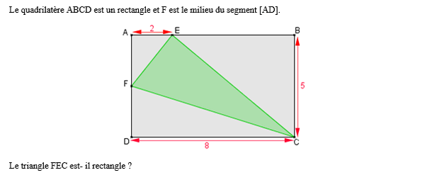 exercice sur Propriété et réciproque de Pythagore