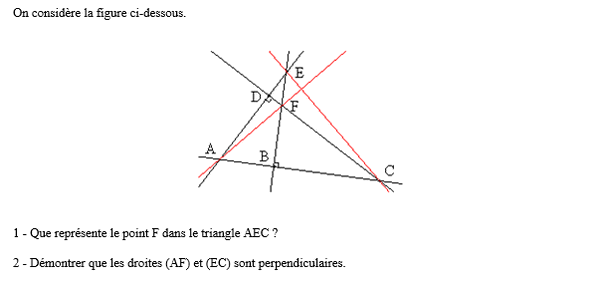 exercice sur Orthocentre du triangle