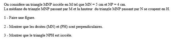 exercice sur Avec les  hauteurs du triangle