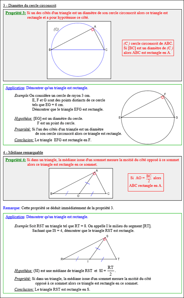 Maths quatrième - Médianes du triangle rectangle