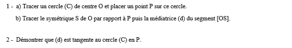 exercice sur Droite tangente à un cercle