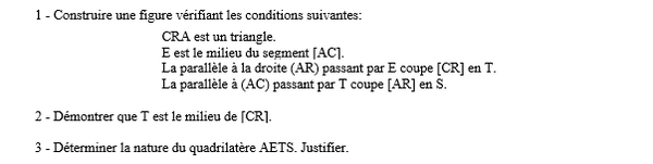 exercice sur Nature du quadrilatère