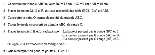 exercice sur Droite d'Euler