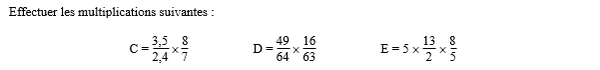 exercice sur Multiplier des fractions